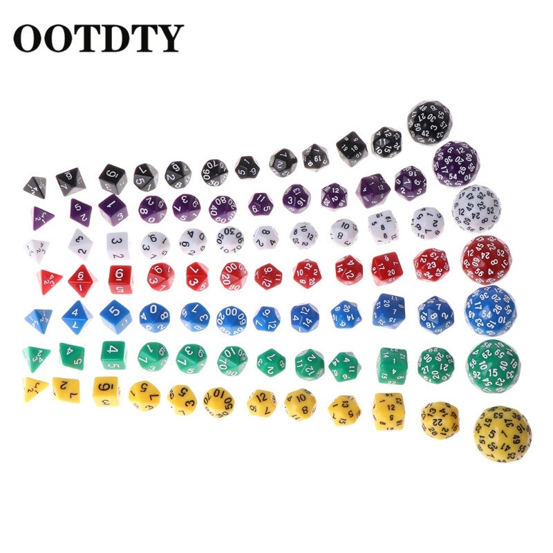 OOTDTY 12pcs/Set Multi-sided Polyhedral Dice D4 D6 D8 D10 D12 D20 D24 D30 D60 Dungeons Polyhedral Dice