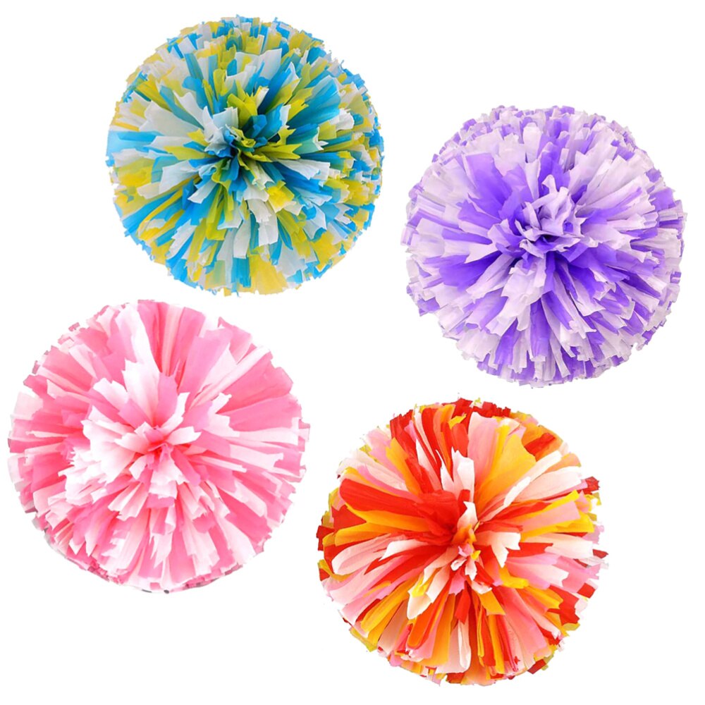 4 pçs reusável matte torcendo poms animated fun cheerleading pom poms kit colorido animador adereços com anel para o desempenho competit