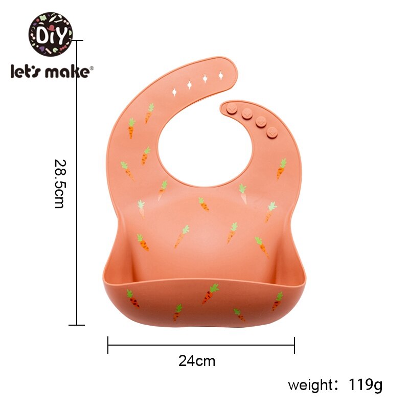 Let's Make-bavoir en Silicone pour bébé, serviette pour -né, ajustable, imperméable, bavoir pour bébé, doux, produit pour alimentation, 1 pièce: orange