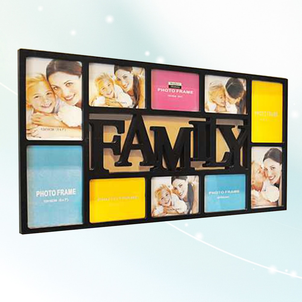 Plastik fotoramme 10 slots rammer til billeder porta retrato billedramme med store bogstaver til vægdekoration 74 x 38cm