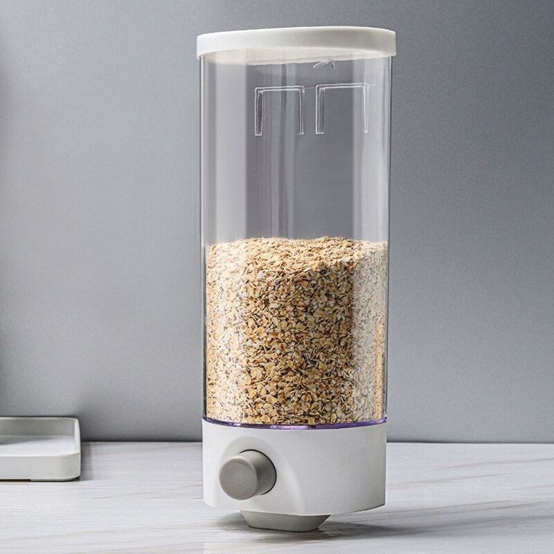 Wall Mounted Automatic Rice Cereal Dispenser Plastic Transparent Grain Storage