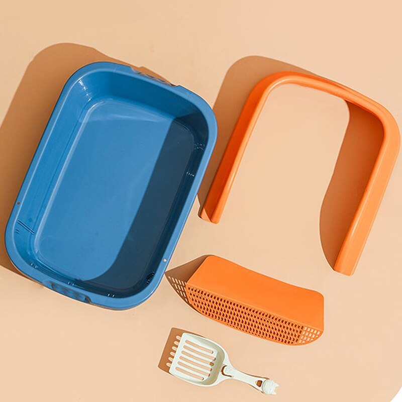 Cat Litter Box Heighten Semi-open Toilets For Pet Clean Sandbox With Free Shovel Cat Pet Supplies