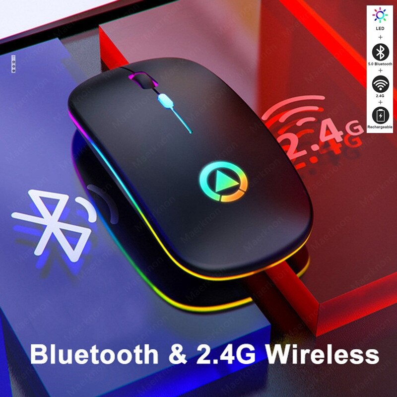 LED Bluetooth Wireless Mouse Rechargeable Mouse 2.4G Wireless Computer Mute For Ergonomic Backlight Laptop PC bluetooth Mouse