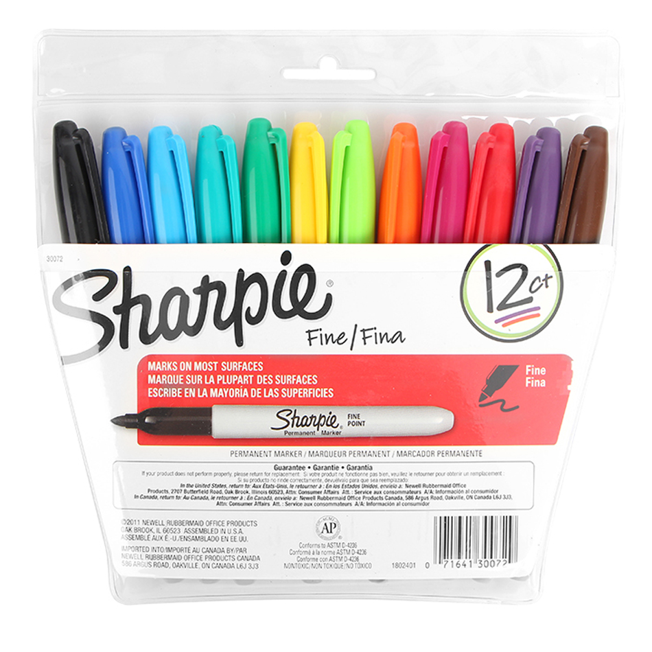 Sharpie Marker Pen Set 12/24 Gekleurde Art Marker Milieuvriendelijke Fijne Punt Permanente Olie Marker Pennen Gekleurde Kantoorbenodigdheden: 12colors