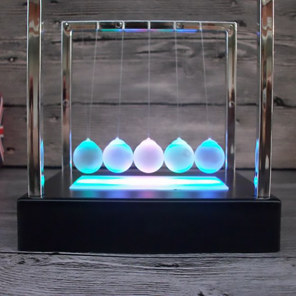 Luminous Ground Pendulum Newton Cradle Balance Ball for Desktop Decoration Ornaments Physics Science Pendulum