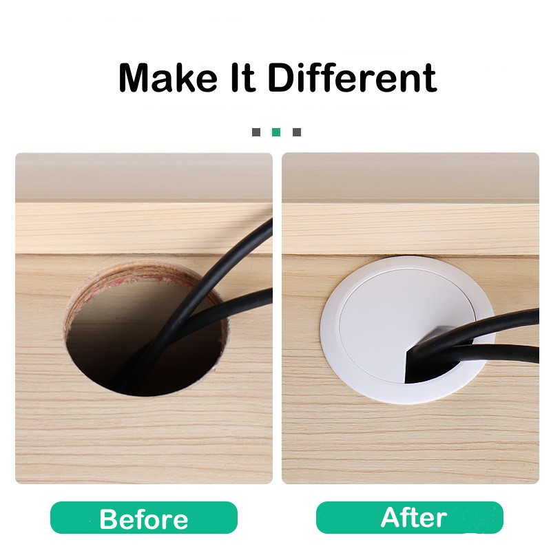 1PC Bureau Tafel Plastic Kabel Gat Cover 60/80mm PC Computer Bureau Ronde Draad Netjes Grommet kabel Organizer Kantoormeubilair