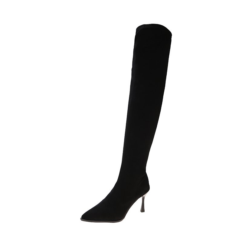 Bottes au dessus du genou en tissu extensible pour femme, chaussures longues, cuisses hautes, Sexy, hiver,: 34