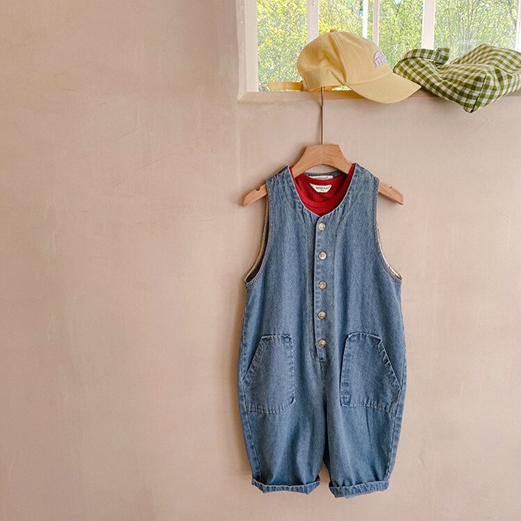 7700 Baby Overalls Meisjes Jumpsuit Lente Zomer Kids Jumpsuit Jeans Baby Boy Overalls 1-9T Kinderen Denim overall Outfit