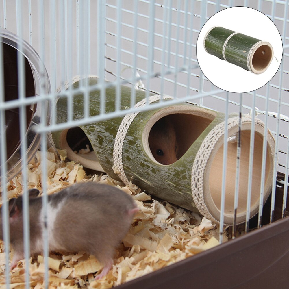 Tunnel en bois de bambou pour Hamster, Tube exquis, couleur aléatoire, 1 pièce