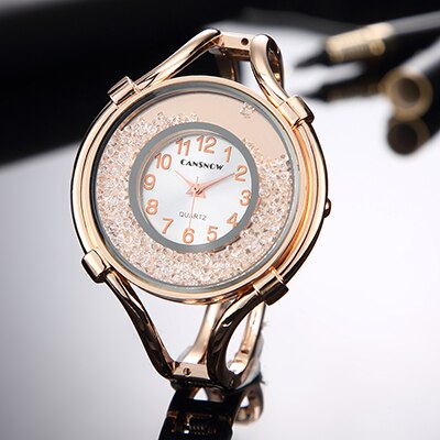 Bayan kol saati top mærke luksus guld kvinder krystal ure afslappet damer armbånd armbåndsur kvindelige ur reloj mujer: Rose guld