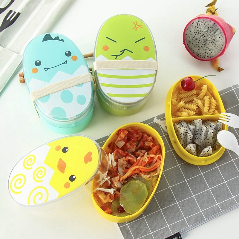 700Ml Cartoon Healthy Lunch Box Cute Kids Microwave Oven Children Bento Boxes Lunchbox Black