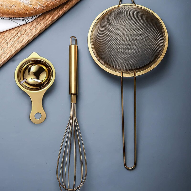 2Pack Gold Keuken Garde En Ei Separator Set, food Grade Rvs Eiklopper En Eigeel Goud Separator Voor Koken