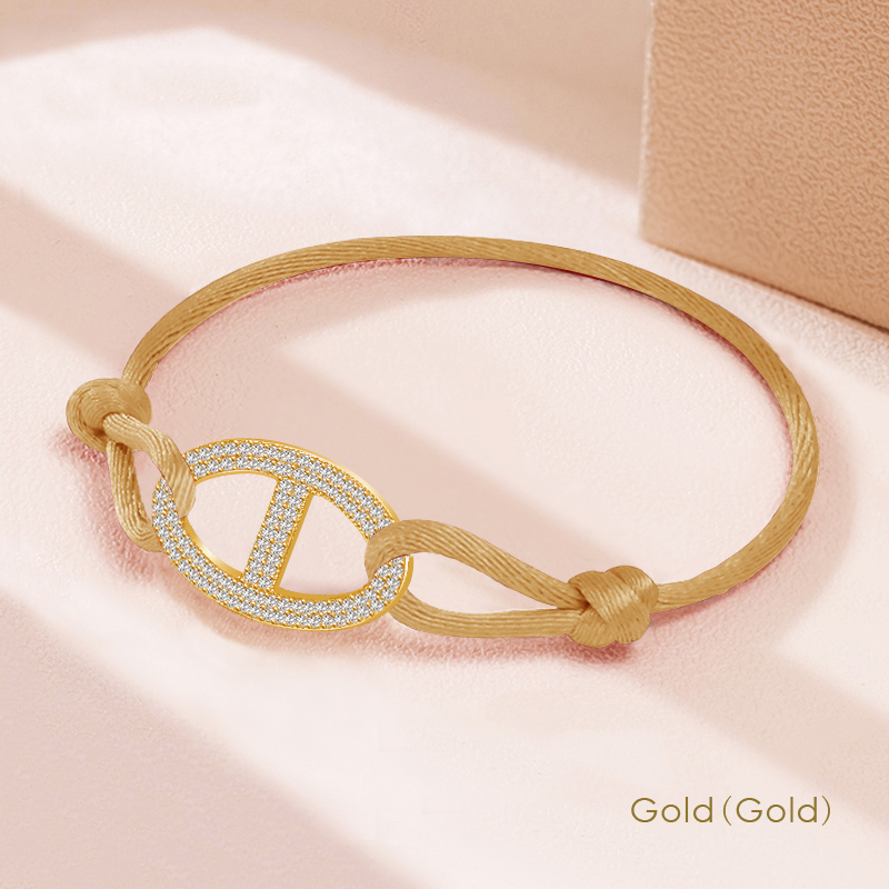 Maanlicht Mode Klassiek Varken Neus Zijden Touw Bedelarmband Voor Vrouwen Zirkoon Verstelbare Armband Vrouwelijke Sieraden 14 Kleuren