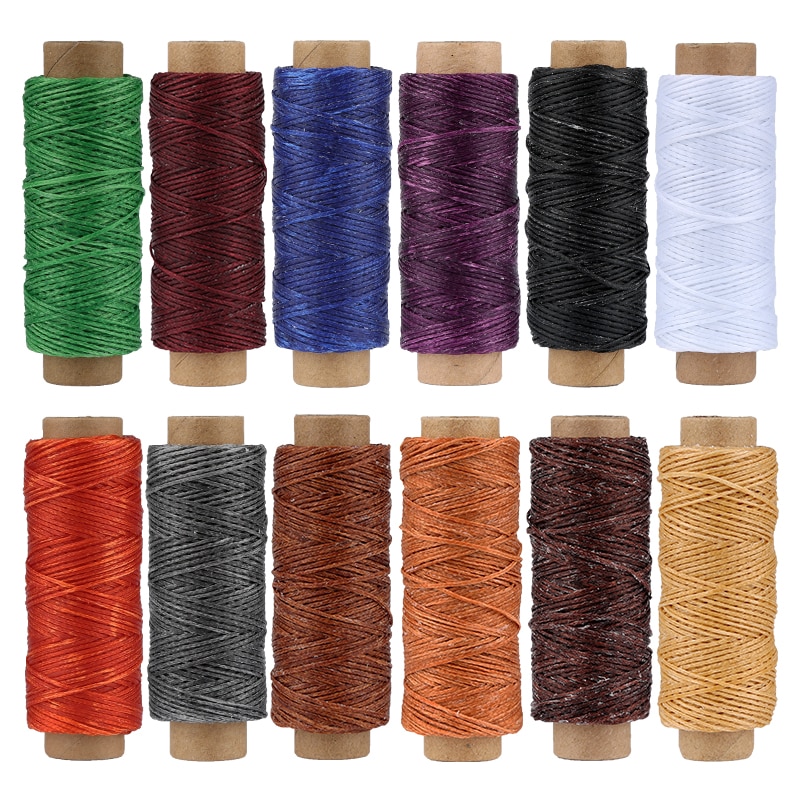 Kaobuy 12 Kleuren Gewaxt Draad Lederen Naaien Waxed Thread Voor Lederen Waxkoord Voor Leer Craft Hand Stiksels Draad