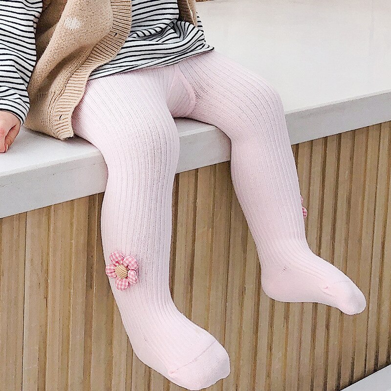 Collant per bambina fiore carino calze per bambini lavorate a maglia tinta unita ragazze a costine collant neonati vestiti per bambini: khaki / 1-3 Year