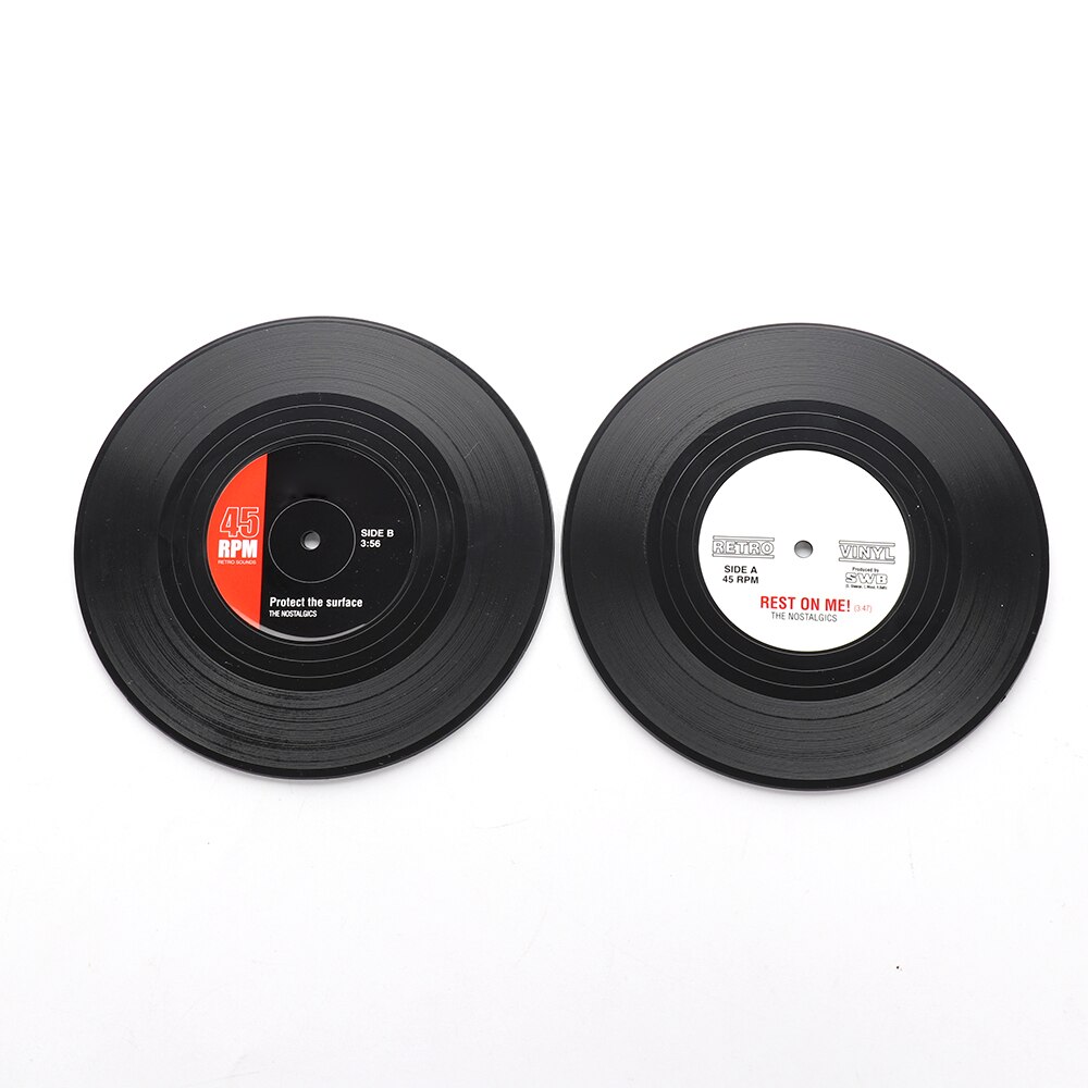 2 4 6 PCS Environmental Plastic Vinyl Record Table Placemats Simple and Mug Coaster Heat-resistant Cup Coasters: 2pcs