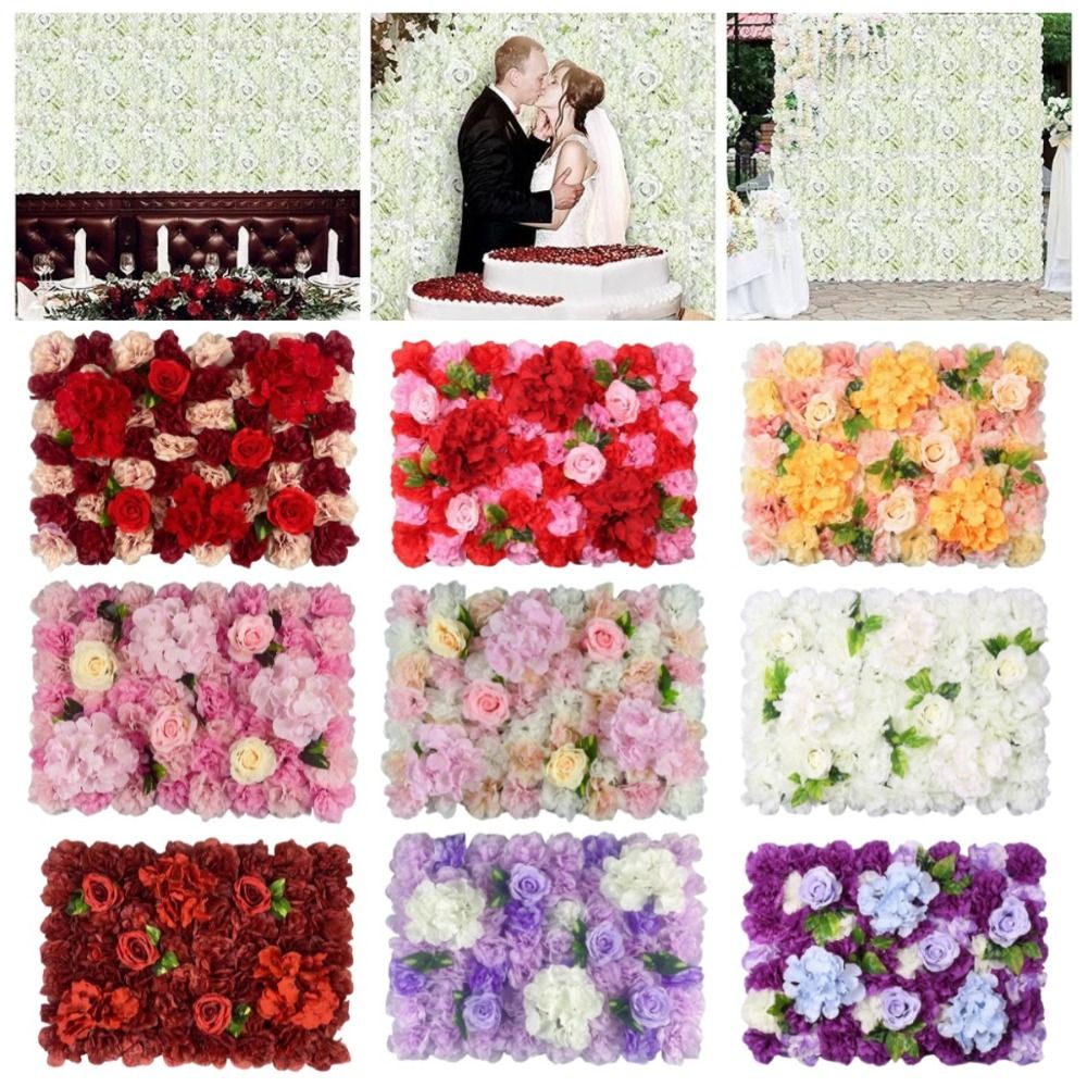 Handgemaakte Kunstbloemen Wandpanelen Realistisch 60x40cm Rozen Bruiloft Achtergrond Romantisch Duurzaam Zijden Rozen Bloemenwand
