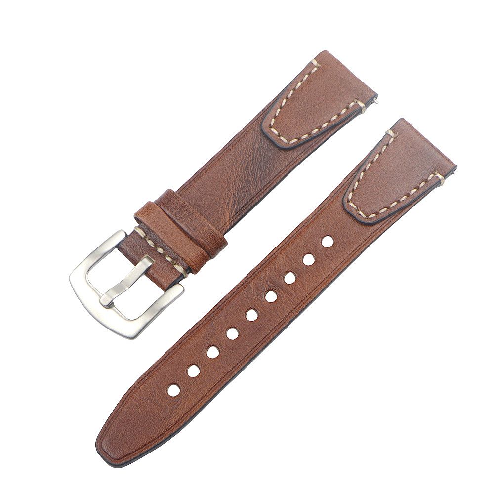 Handgemaakte Vintage Lederen Horlogeband 18mm 20mm 22mm Quick Release Volnerf Horlogeband voor Mannen Vrouwen Polsband Accessoires: Blue pink / 22mm