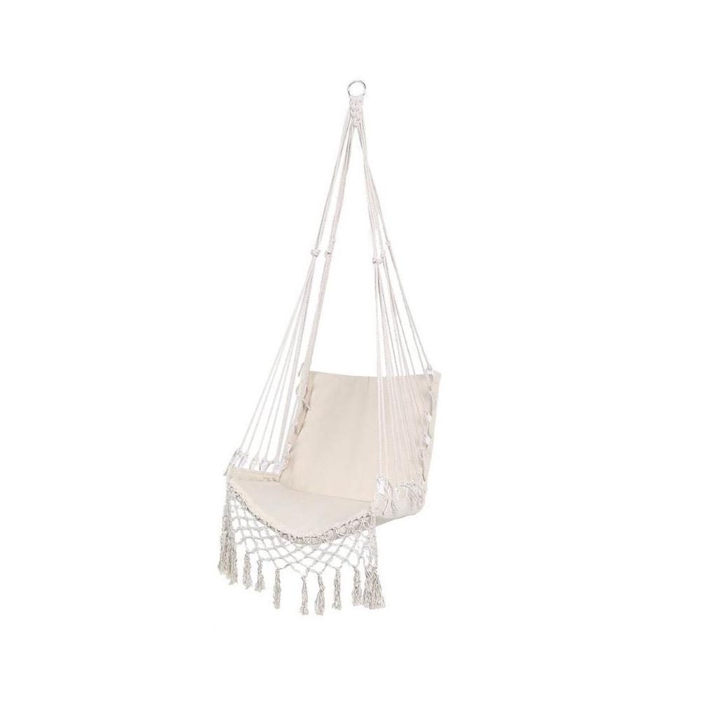 Nordisk stil kvaster hængekøje udendørs indendørs have sovesal soveværelse hængende stol svingende enkelt sikkerheds hængekøje: Hvid