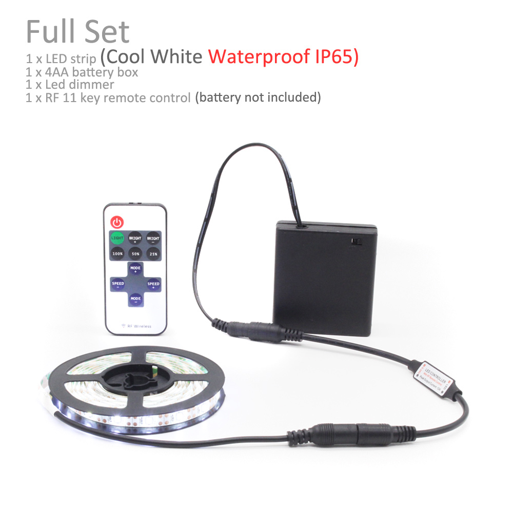 LED-Lichtleiste, batteriebetrieben, dimmbar, DC 5 V, LED-Band, batteriebetrieben, Streifen, wasserdicht, 4AA, mit RF 11-Tasten-Fernbedienung: Burgunderrot / Lila