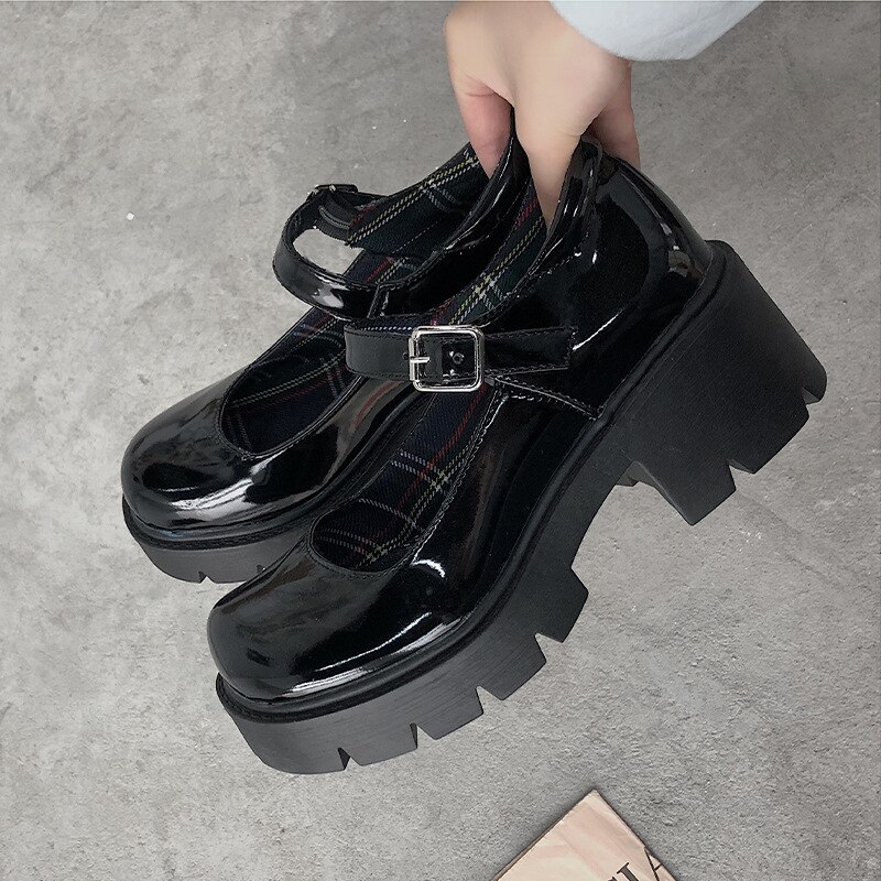 Whoholl leren schoenen dames lolita cosplay schoenen jk uniform schoenen dames japanse hoge hakken retro platform schoenen dames