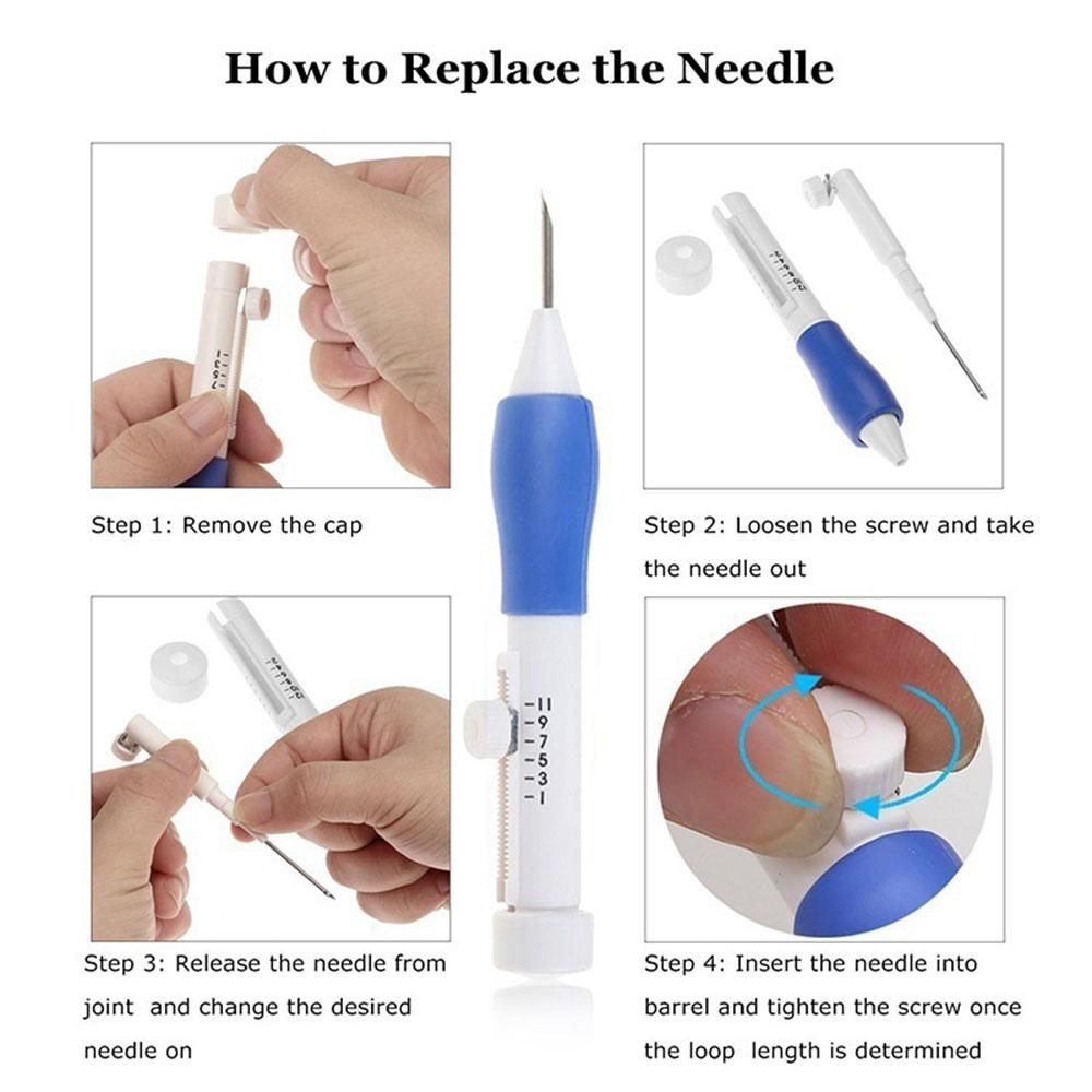 9x Embroidery Punch Needle Kit Stitching Tool Set Magic Embroidery Needle Pen Weaving Tool Knitting Sewing Tools for DIY Sewing