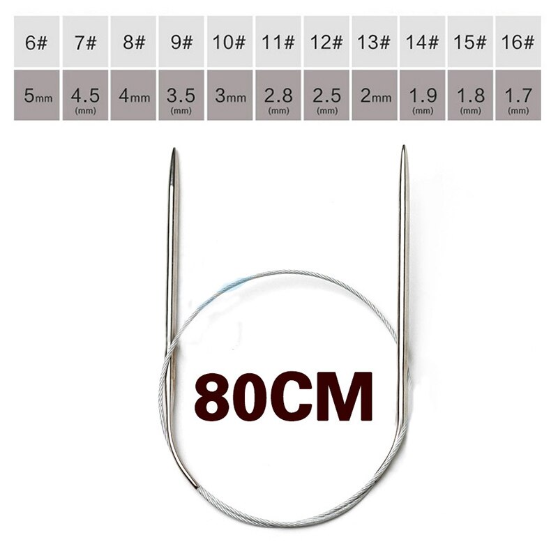 80CM Stainless Steel Circular Knitting Sewing Needle Crochet Needles DIY Handmade Sewing Needles Sew Accessories Craft Tools