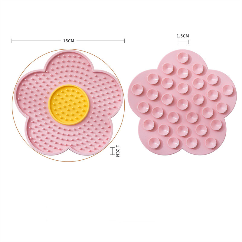 Suministros para mascotas, almohadilla para lamer gatos, forma de flor solar, placa para lamer perros de silicona, estera para lamer lento para mascotas: Rosa