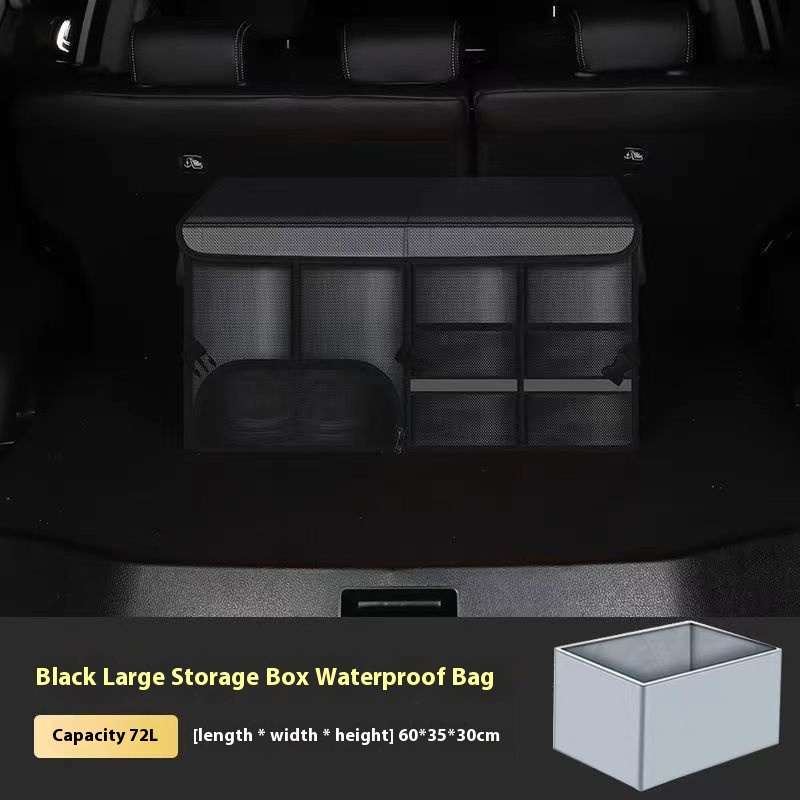 Car trunk foldable luggage storage box waterproof Oxford cloth 112L large capacity camping/fishing car storage box for easy carr: Blue