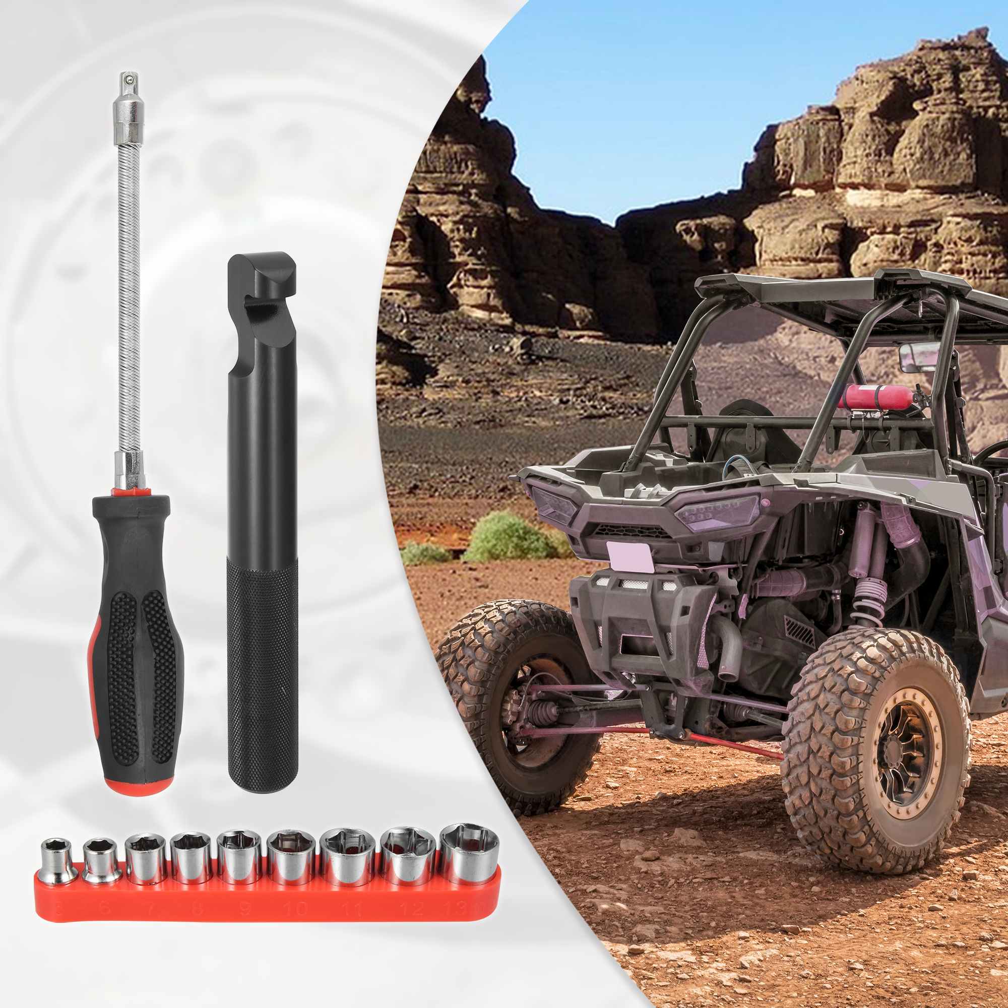 Motoforti 1 Set Belt Changing Tool Clutch Cover Removal Tool Black for Polaris RZR 800 900 S 1000 XP XP4 General 1000