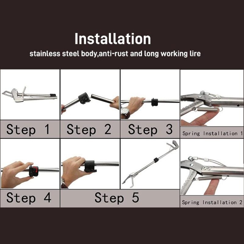 Snake Tongs Reptile Catcher Stainless Steel Wide Jaw Pick-up Handling Tool Multiple Size with Self-Lock Function 3 Size