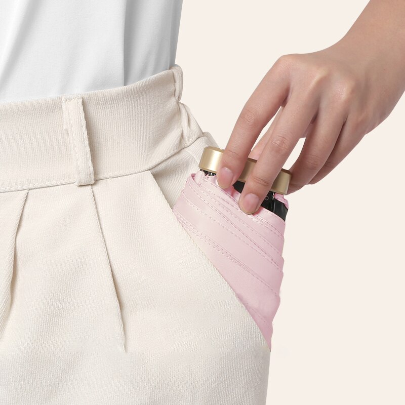 Mini Pocket Paraplu Ultralight Regen Parasol Meisjes Anti Uv Draagbare Opvouwbare Paraplu Parasol Voor Enkele Hand Gebruik