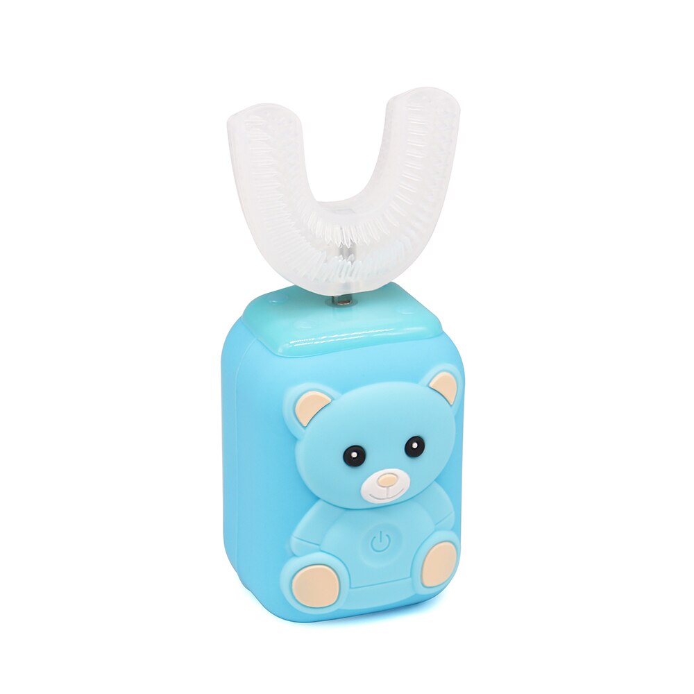 Elektrische Kinderen Brushtooth U/C Siliconen Zachte Borstel Hoofd High-Efficiency 360 Graden Schoonmaken Kinderen Tanden: Blue-Bear-A