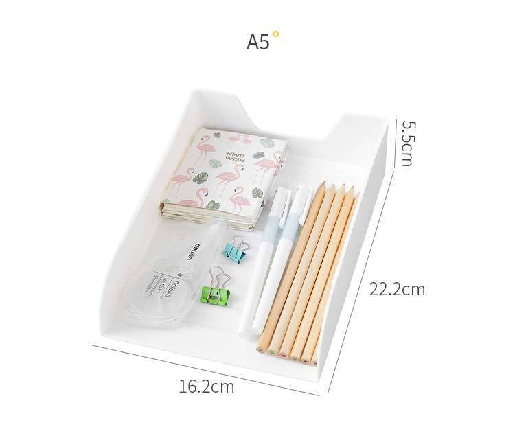 2PCS-A4 A5 Desktop File Tray Organizer Document Organizer Rack Plastic Book Shelf Storage Holder Office Stationery Storage Box
