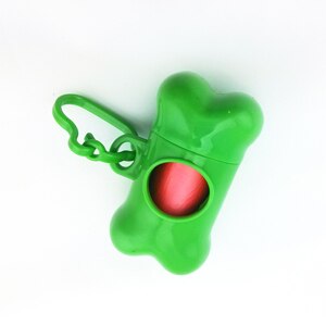 Saco de cocô para cachorro 1 rolo, dispensador de osso para animais de estimação, saco de limpeza, bolsas de caca de perro cachorro bolsa dispensador: Green Dispenser plus