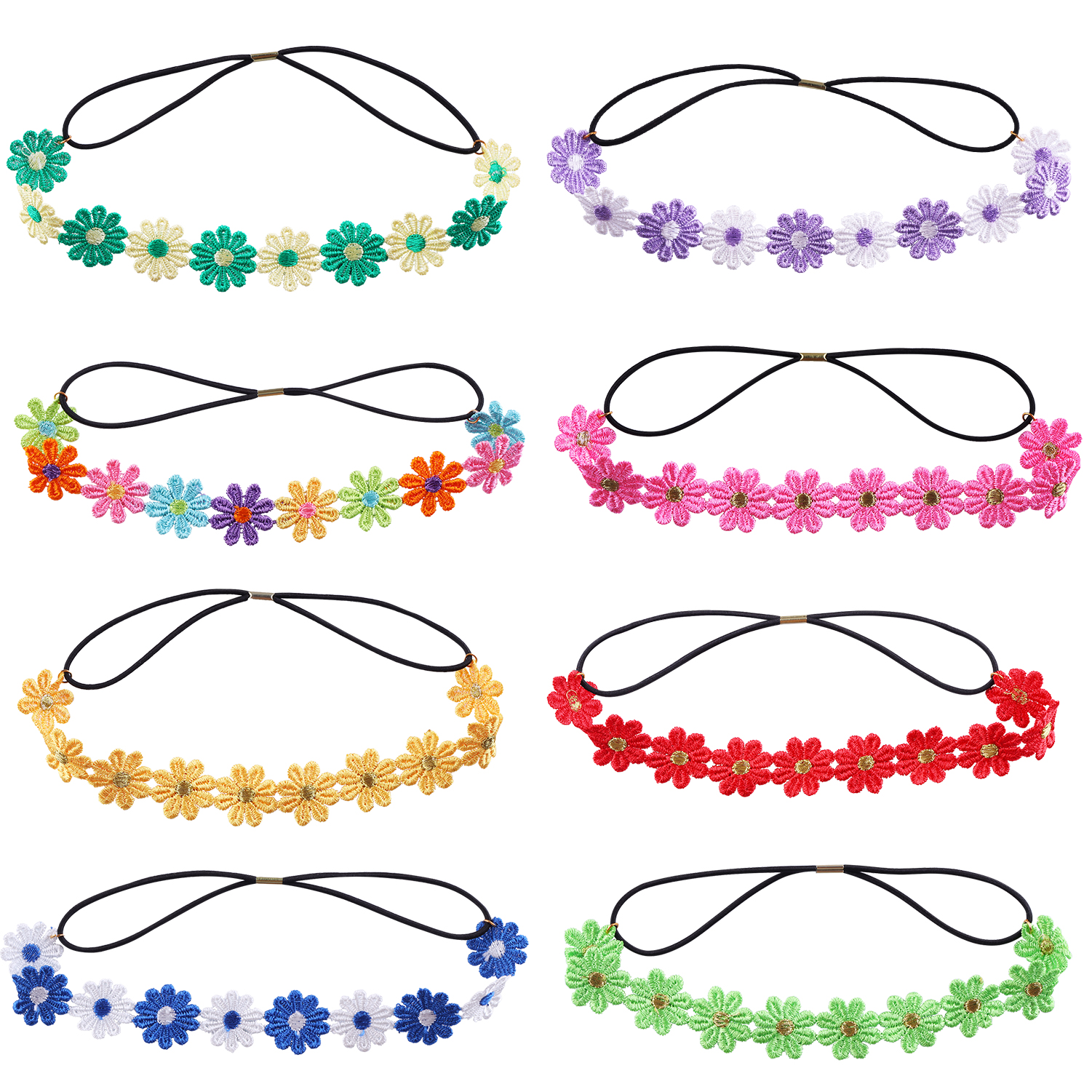 Diadema de margaritas y flores, corona de girasol Hippies, corona para el pelo, tocado Floral bohemio para de festivales de boda y turismo de primavera