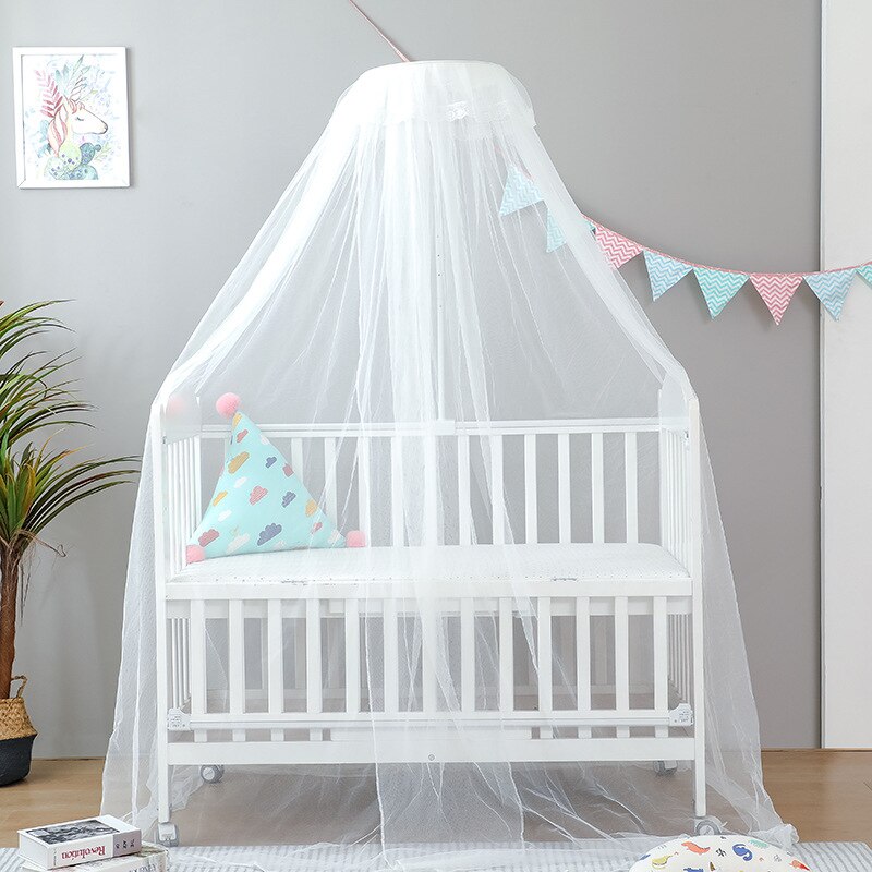 Zomer Baby Wieg Klamboe Self-Stand Baby Bed Net Crib Netting Met Houder Universele Baby Baby Bed Luifel inclusief Houder: white