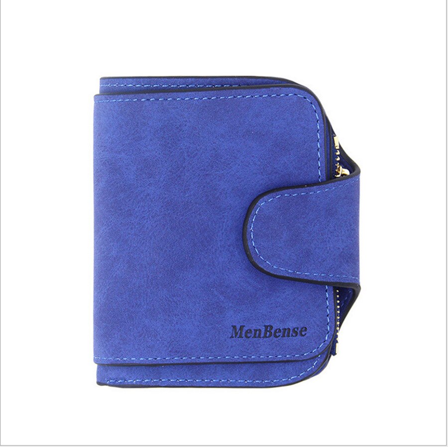 nouvelle portefeuille femmes court en cuir givré grande capacité pochette portefeuille femmes: Bleu