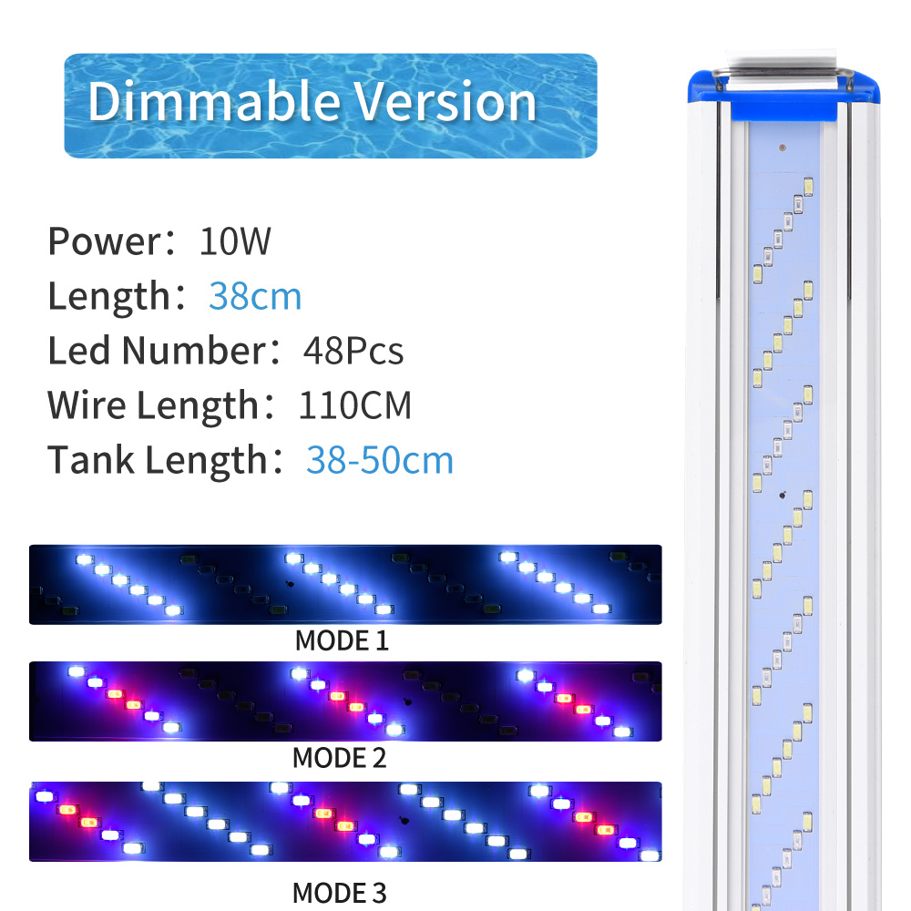 Super Slim LEDs Aquarium Lighting Aquatic Plant Light 18-70CM Extensible Waterproof Clip on Lamp For Fish Tank 220-240V: Dimmable 3 kinds38CM