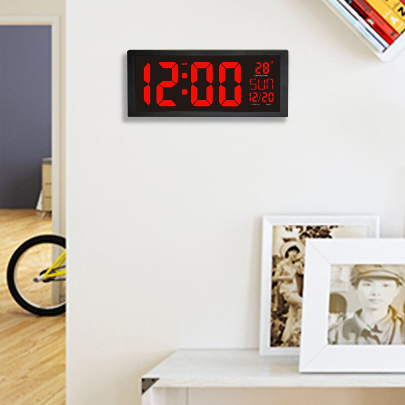 Elektroniczny zegar ścienny duży ekran doprowadziło zegary z kalendarzem termometr tydzień elektroniczna cyfrowa ściana/zegar na biurko dekoracji domu