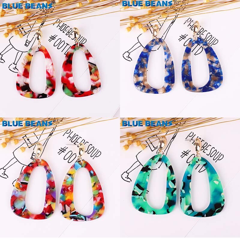 Pendientes de acrílico con hojas de acetato para mujer, joyería popular hecha a mano, estilo bohemio, geométrico, , candelabro de color,