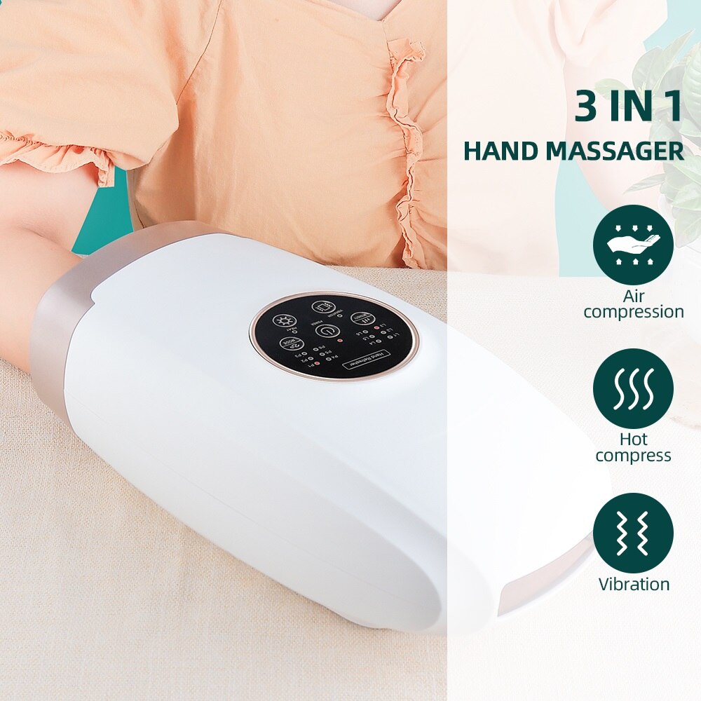 Heated Hand Massager Air Compression Palm Massager Finger Wrist Spa Relax Pain Relief Device Pressotherapy Palm Massage Machine