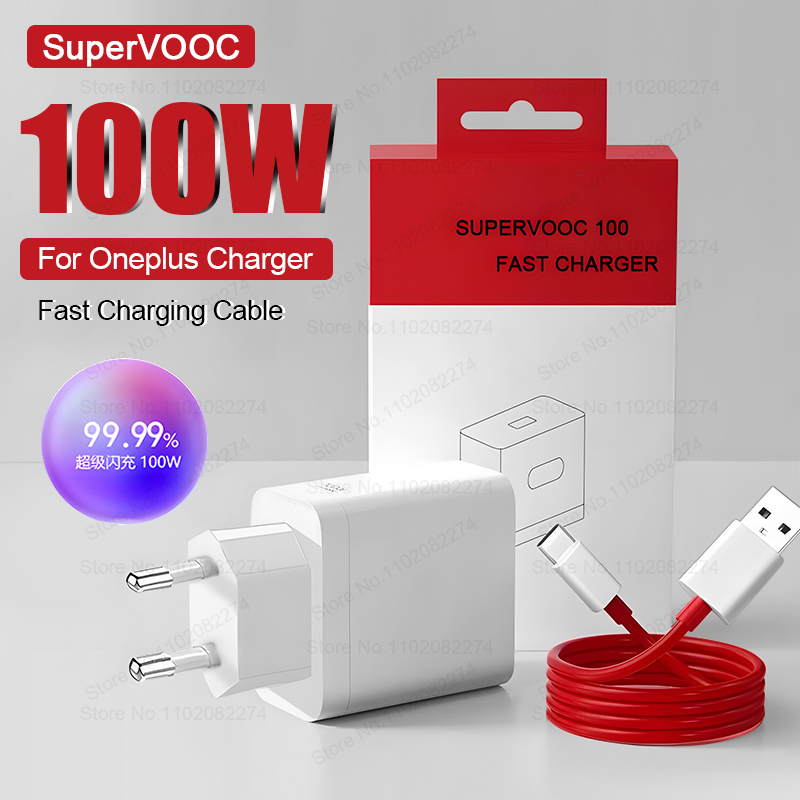 For Oneplus Original Charger 100W SuperVOOC Fast Charging Phone Adapter for Oneplus 13 10 11 12 Pro CE4 Lite USB to Type C Cable