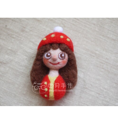 Brooch for girls wool needlepoint kit wool felt needle felting pendant craft needlecraft DIY handmade: Light Green