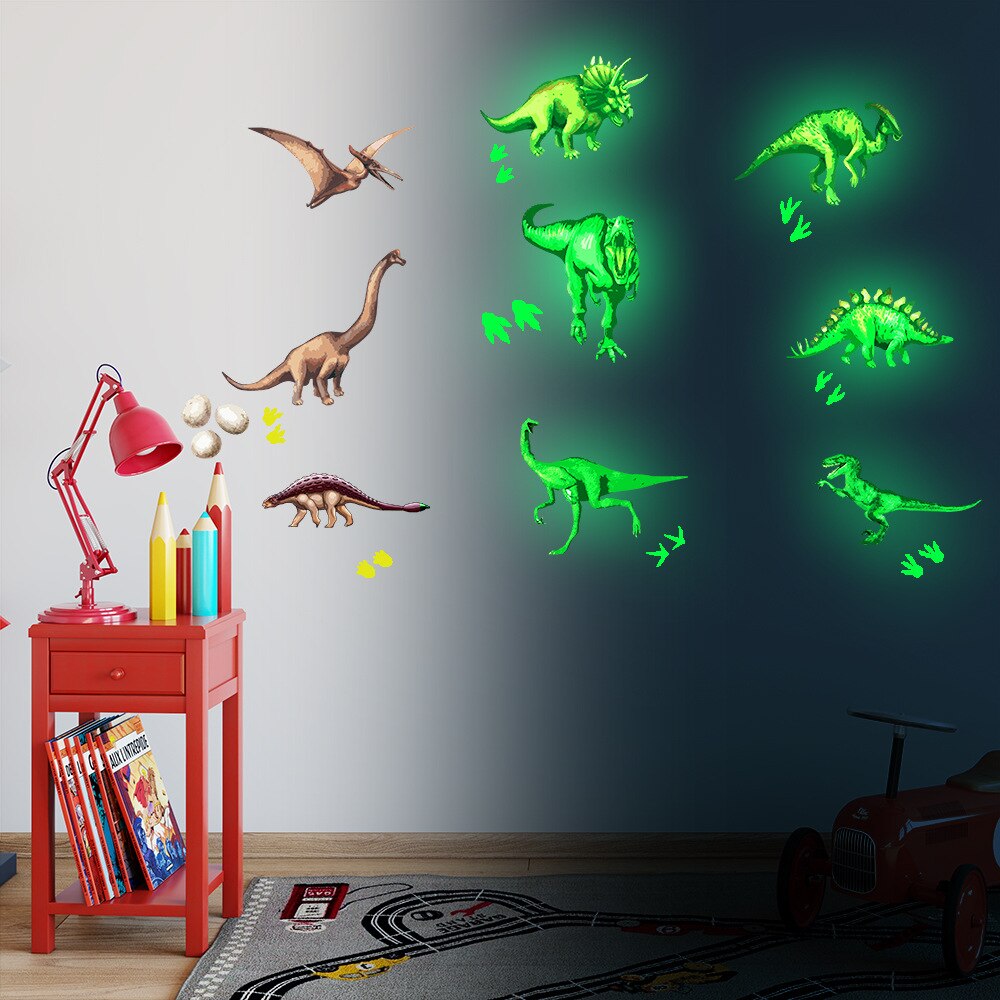 Luminous dinosaur stickers cartoon children's room kindergarten playground background decoration self-adhesive wall stickers