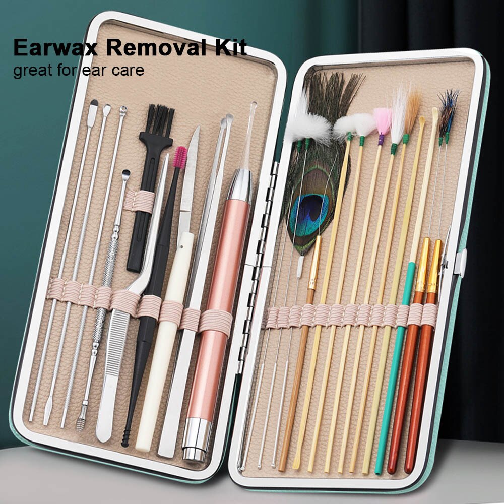 23 Stuks Ear Cleaning Tools Oorsmeer Verwijderen Kit Oor Pick Set Oorsmeer Remover Lepel Oorverzorging Gereedschap Volwassen Earpick Met led Licht
