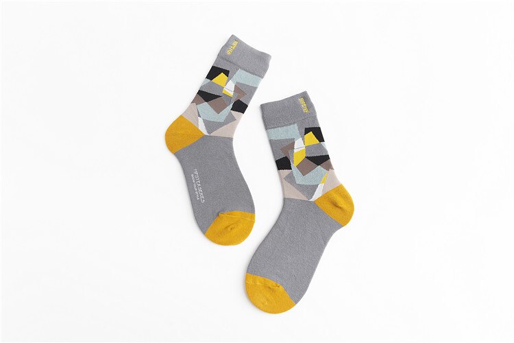 Unisex Oil Painting Style Women Socks 100 Cotton Harajuku Colorful Mid Socks Women 1 Pair Size 35-43 Christmas: 8125-1