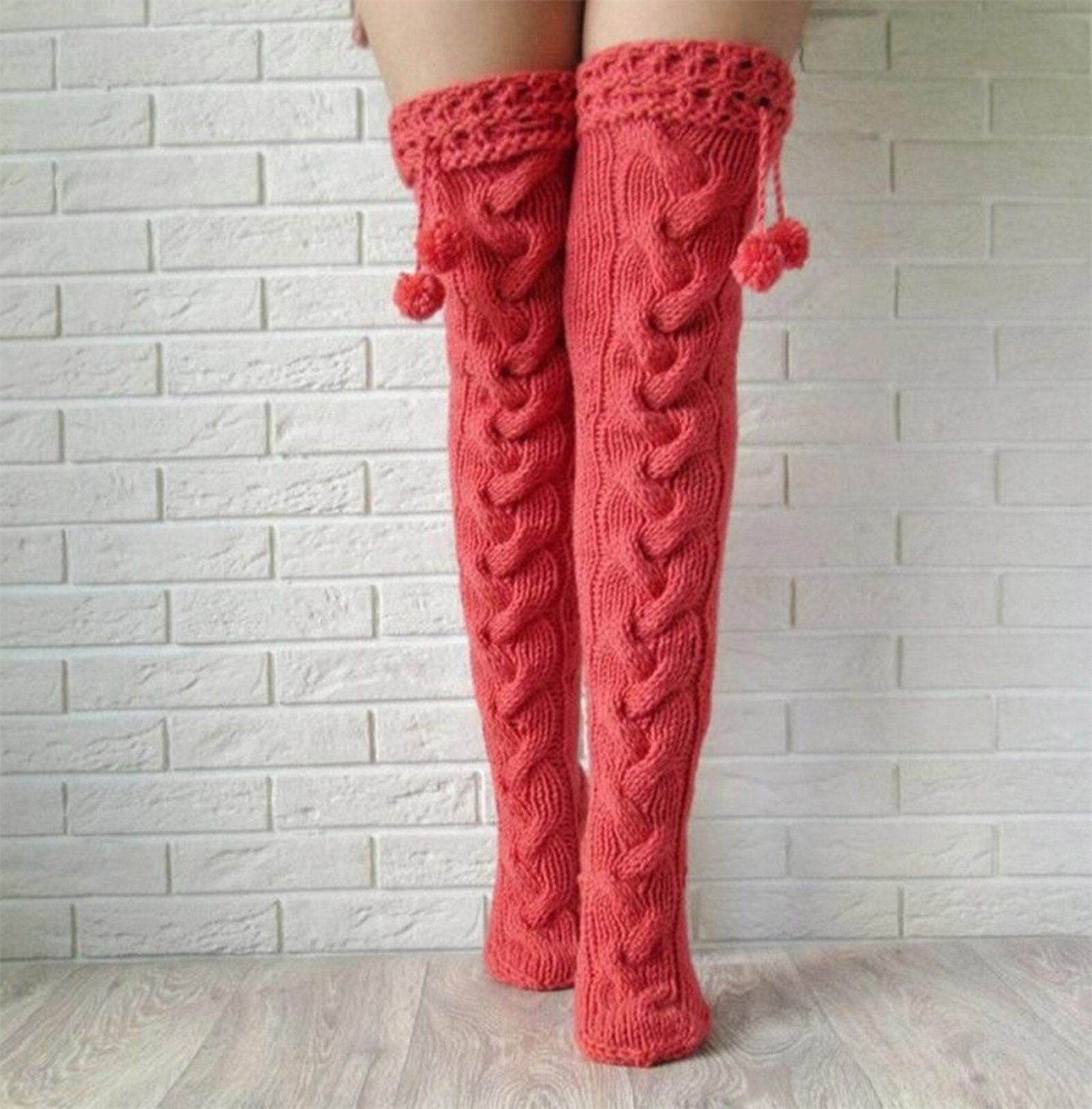 Women Stockings Cable Knit Extra Long Boot Over Knee Thigh Stocking Leg Warmers Winter Warm Stocking calcetines largos mujer