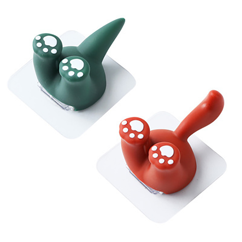 Cartoon Haken Universele Zelfklevende Haak Fun Animal Staart Muur Haken Multifunctionele Opslag Haak Voor Muur Koelkast Deur Thuis decor: green red