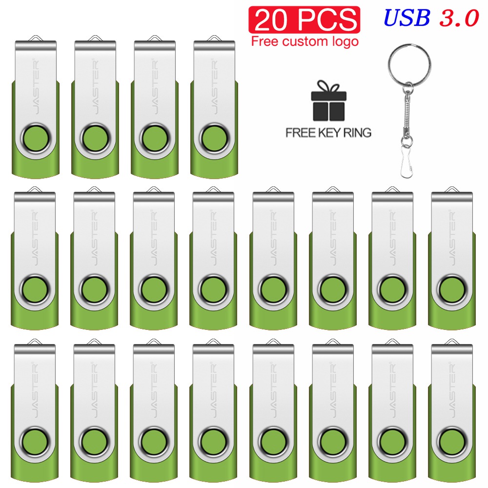 USB3.0 20 PCS Lot USB 3.0 Flash Drive 128GB Free Custom Logo Memory Stick 64GB Key Chain Pen Drive 32GB Colorful Pendrive U Disk: green / 32 GB